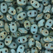 Matubo MiniDuo Beads 4x2.5mm Blue turquoise - silver picasso